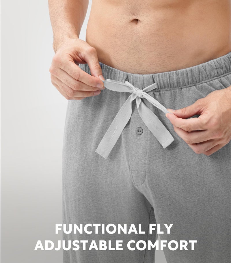 DAVID ARCHY طقم بيجامة ديفيد آرتشي للرجال من القطن الناعم، هينلي، ملابس مريحة للنوم بأكمام طويلة مع جيوب (XL، رمادي داكن هيثير) - Image 5